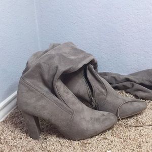 Gray Knee High Boots